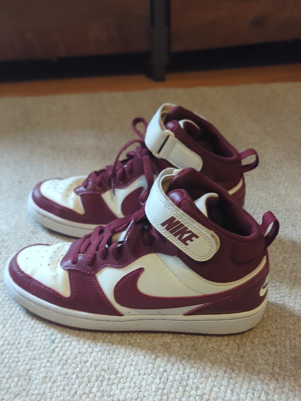 Nike Court Borough Mid 2 High-Top CD7782-013 Shoes White/Maroon US Size 5.5Y
